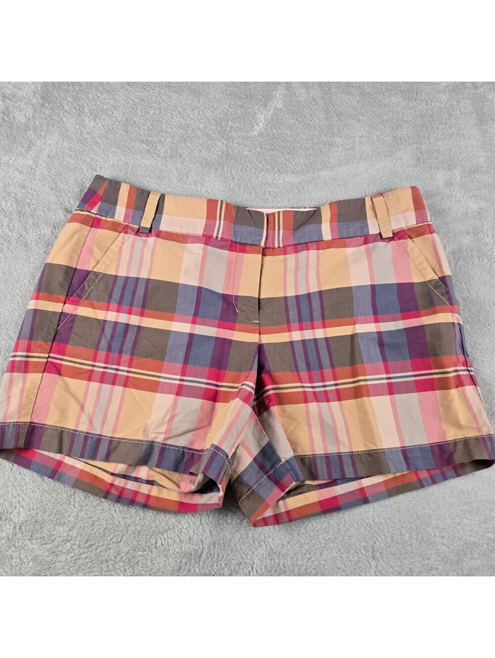 J.Crew Womenโs Size 10 Plaid Cotton Shorts Multicolor Madras 5" Inseam